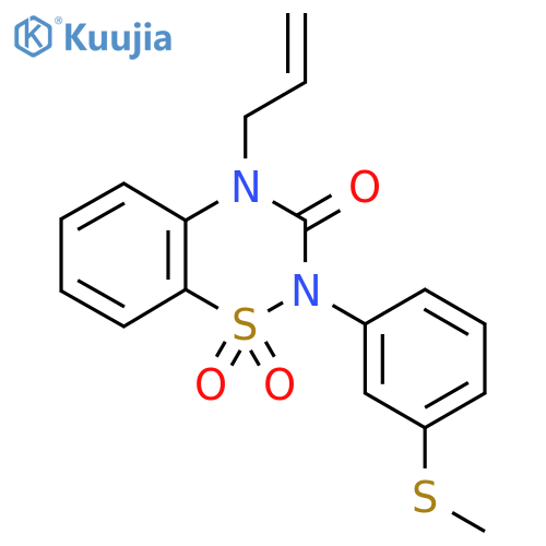 2-3-(methylsulfanyl)phenyl-4-(prop-2-en-1-yl)-3,4-dihydro-2H-1,2,4-benzothiadiazine-1,1,3-trione structure