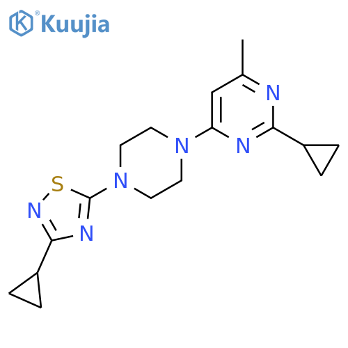2-Cyclopropyl-4-[4-(3-cyclopropyl-1,2,4-thiadiazol-5-yl)piperazin-1-yl]-6-methylpyrimidine structure