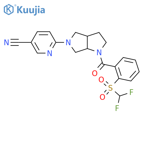 6-[1-(2-Difluoromethanesulfonylbenzoyl)-octahydropyrrolo[2,3-c]pyrrol-5-yl]pyridine-3-carbonitrile structure
