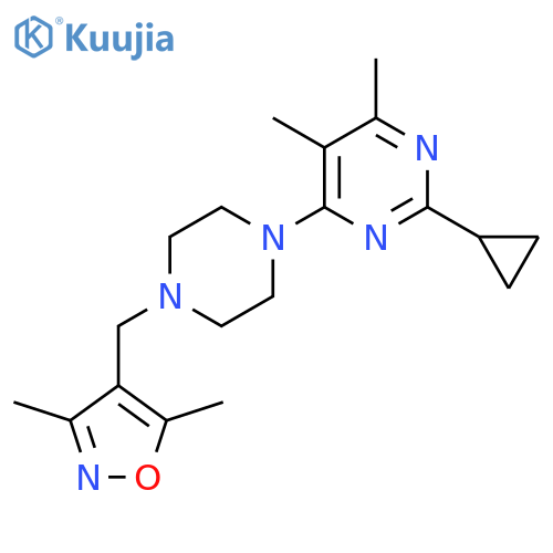 2-Cyclopropyl-4-{4-[(3,5-dimethyl-1,2-oxazol-4-yl)methyl]piperazin-1-yl}-5,6-dimethylpyrimidine structure