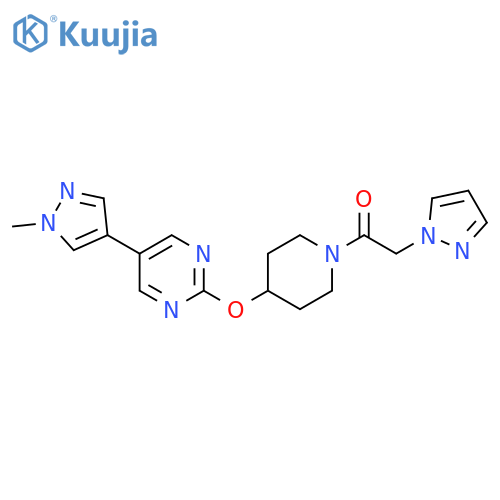 1-(4-{[5-(1-methyl-1H-pyrazol-4-yl)pyrimidin-2-yl]oxy}piperidin-1-yl)-2-(1H-pyrazol-1-yl)ethan-1-one structure