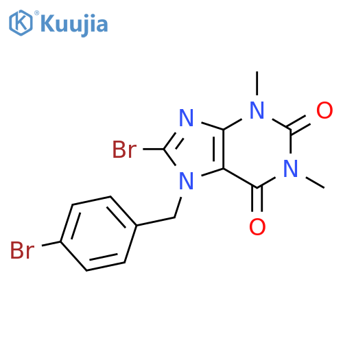 8-bromo-7-(4-bromophenyl)methyl-1,3-dimethyl-2,3,6,7-tetrahydro-1H-purine-2,6-dione structure