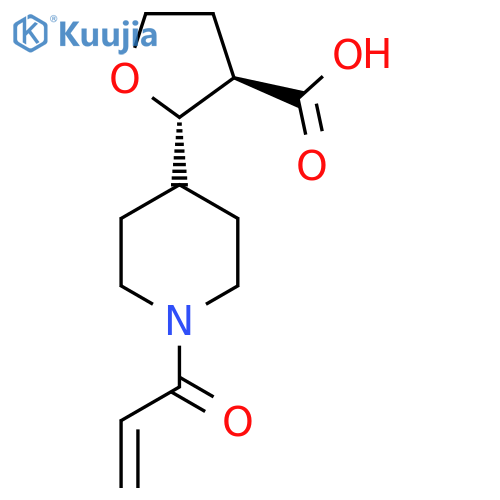 rac-(2R,3S)-2-1-(prop-2-enoyl)piperidin-4-yloxolane-3-carboxylic acid structure