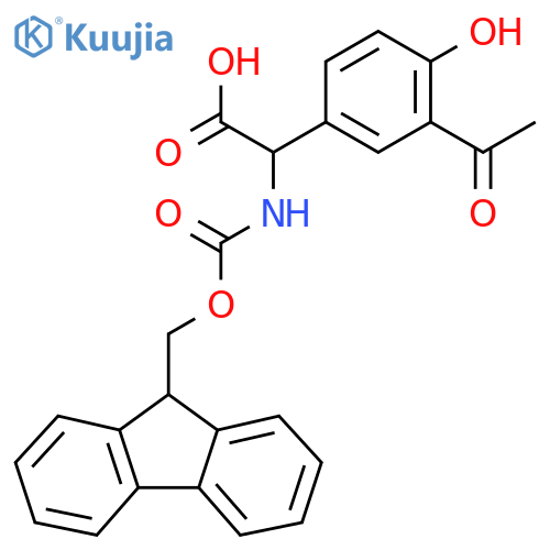 2-(3-acetyl-4-hydroxyphenyl)-2-({(9H-fluoren-9-yl)methoxycarbonyl}amino)acetic acid structure