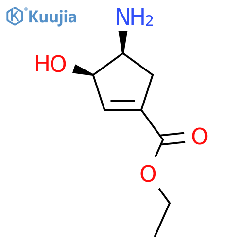 rac-ethyl (3R,4S)-4-amino-3-hydroxycyclopent-1-ene-1-carboxylate structure