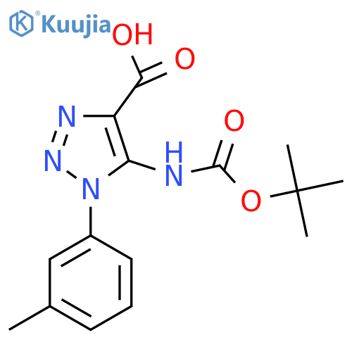 5-{(tert-butoxy)carbonylamino}-1-(3-methylphenyl)-1H-1,2,3-triazole-4-carboxylic acid structure