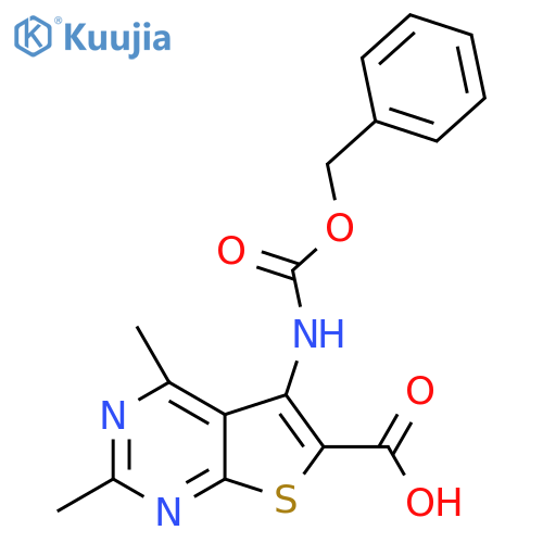 5-{(benzyloxy)carbonylamino}-2,4-dimethylthieno2,3-dpyrimidine-6-carboxylic acid structure