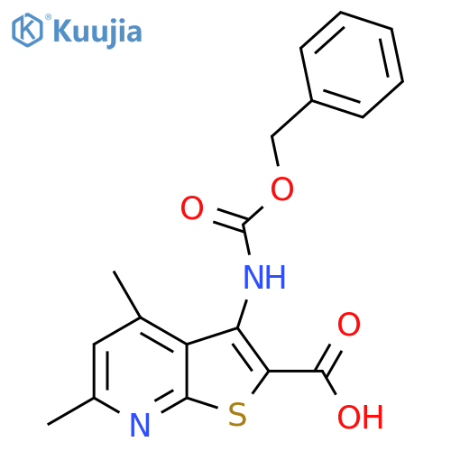 3-{(benzyloxy)carbonylamino}-4,6-dimethylthieno2,3-bpyridine-2-carboxylic acid structure