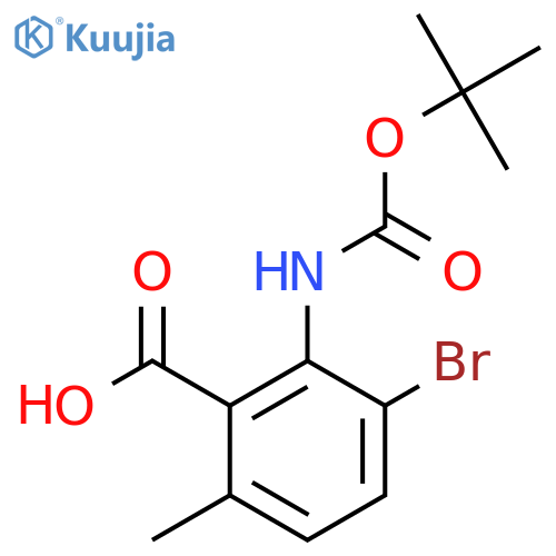 3-bromo-2-{(tert-butoxy)carbonylamino}-6-methylbenzoic acid structure