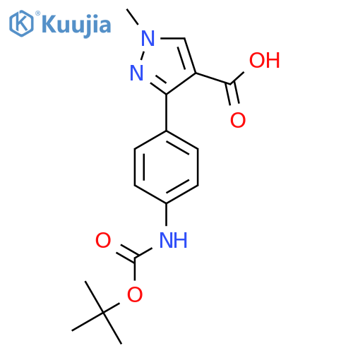 3-(4-{[(tert-butoxy)carbonyl]amino}phenyl)-1-methyl-1H-pyrazole-4-carboxylic acid structure