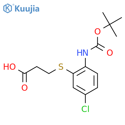 3-(2-{(tert-butoxy)carbonylamino}-5-chlorophenyl)sulfanylpropanoic acid structure