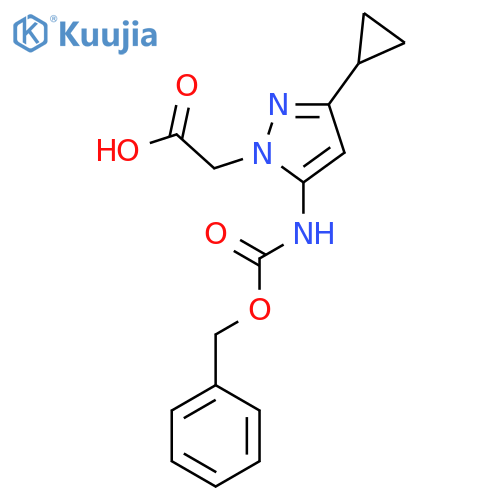 2-(5-{(benzyloxy)carbonylamino}-3-cyclopropyl-1H-pyrazol-1-yl)acetic acid structure