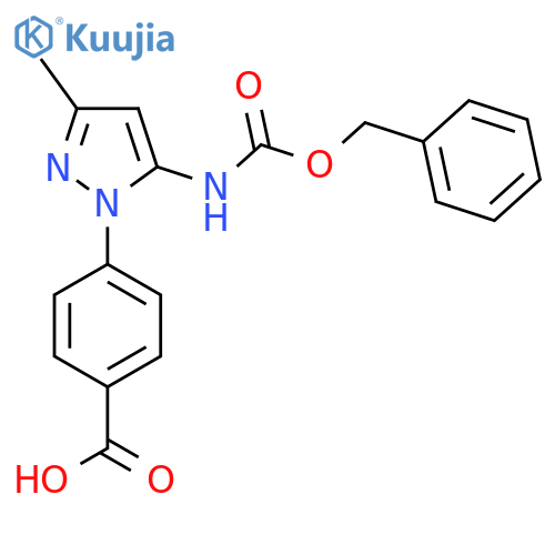 4-(5-{[(benzyloxy)carbonyl]amino}-3-methyl-1H-pyrazol-1-yl)benzoic acid structure