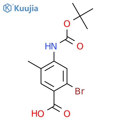 2-bromo-4-{(tert-butoxy)carbonylamino}-5-methylbenzoic acid structure