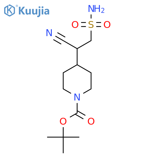 Tert-butyl 4-(1-cyano-2-sulfamoylethyl)piperidine-1-carboxylate structure