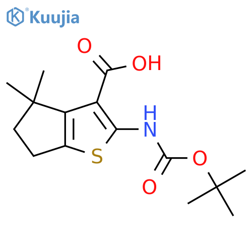 2-{(tert-butoxy)carbonylamino}-4,4-dimethyl-4H,5H,6H-cyclopentabthiophene-3-carboxylic acid structure