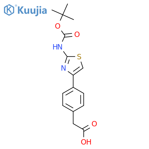 2-4-(2-{(tert-butoxy)carbonylamino}-1,3-thiazol-4-yl)phenylacetic acid structure