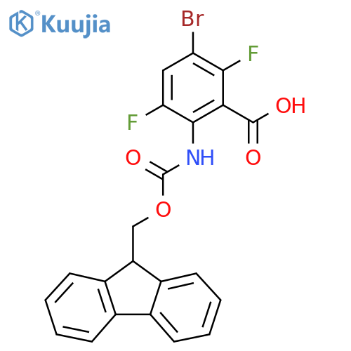 3-bromo-6-({(9H-fluoren-9-yl)methoxycarbonyl}amino)-2,5-difluorobenzoic acid structure
