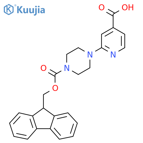 2-(4-{(9H-fluoren-9-yl)methoxycarbonyl}piperazin-1-yl)pyridine-4-carboxylic acid structure
