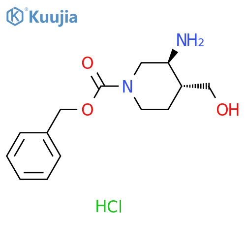 (3S, 4R)-3-Amino-4-hydroxymethyl-piperidine-1-carboxylic acid benzyl ester hydrochloride structure