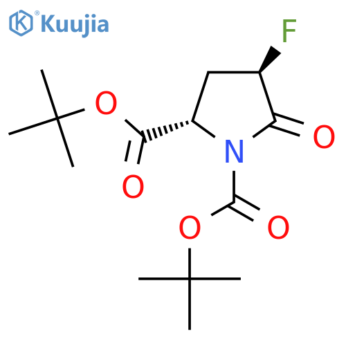 1,2-di-tert-butyl (2S,4R)-4-fluoro-5-oxopyrrolidine-1,2-dicarboxylate structure