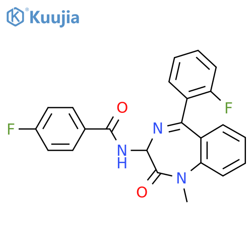 4-fluoro-N-[5-(2-fluorophenyl)-1-methyl-2-oxo-2,3-dihydro-1H-1,4-benzodiazepin-3-yl]benzamide structure
