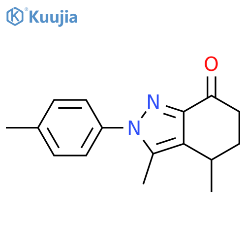 3,4-dimethyl-2-(4-methylphenyl)-4,5,6,7-tetrahydro-2H-indazol-7-one structure