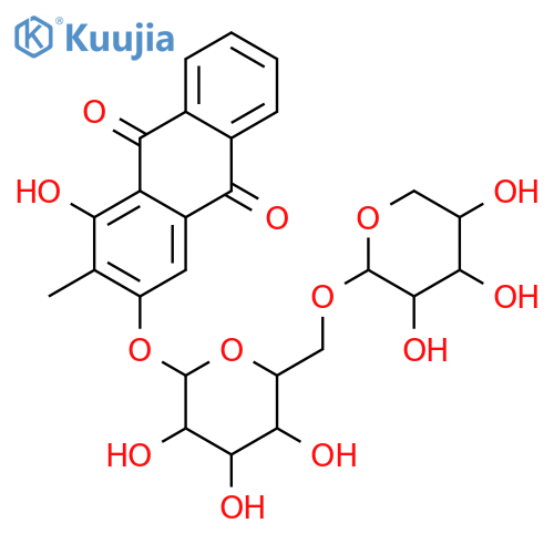 9,10-Anthracenedione,1-hydroxy-2-methyl-3-[(6-O-b-D-xylopyranosyl-b-D-glucopyranosyl)oxy]- structure