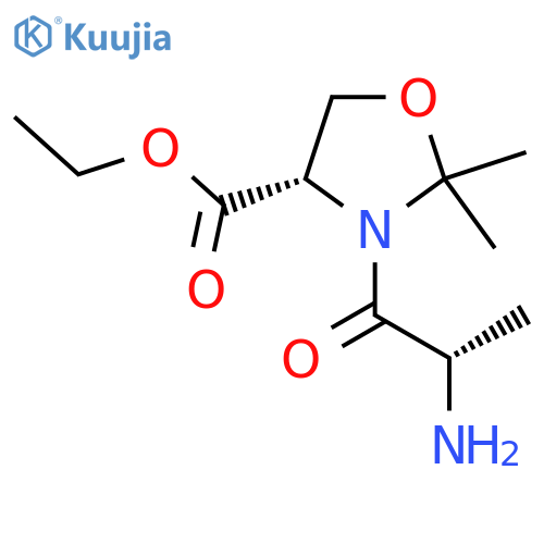 ethyl (4S)-3-(2S)-2-aminopropanoyl-2,2-dimethyl-1,3-oxazolidine-4-carboxylate structure