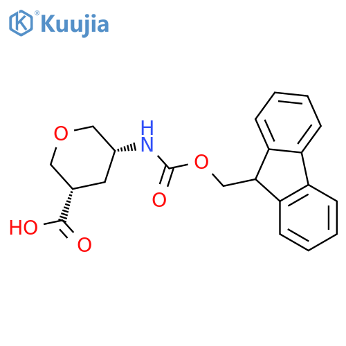 rac-(3R,5S)-5-({(9H-fluoren-9-yl)methoxycarbonyl}amino)oxane-3-carboxylic acid structure