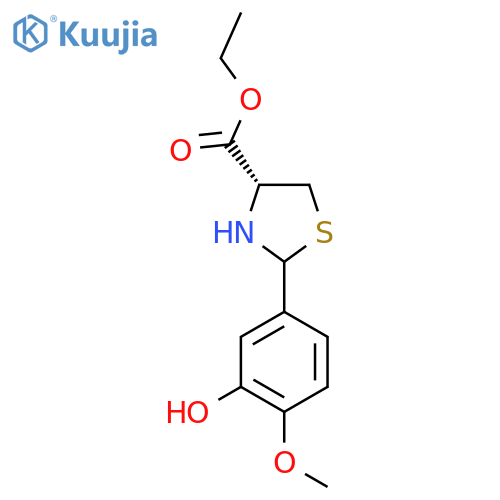 ethyl (4R)-2-(3-hydroxy-4-methoxyphenyl)-1,3-thiazolidine-4-carboxylate structure