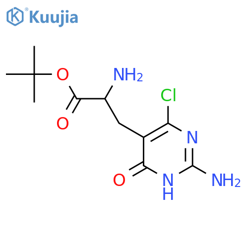 Tert-butyl 2-amino-3-(2-amino-4-chloro-6-oxo-1,6-dihydropyrimidin-5-yl)propanoate structure