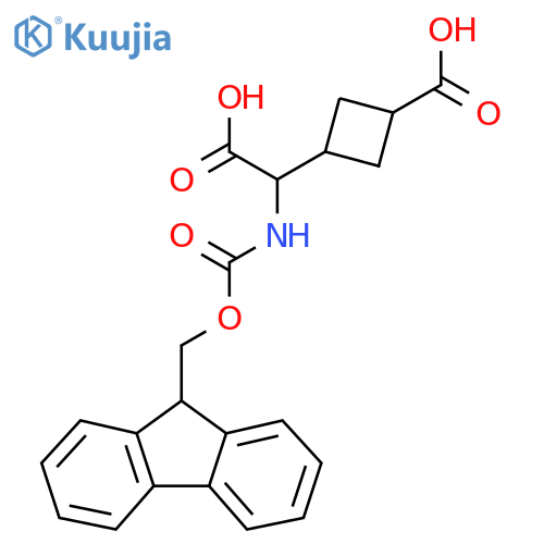 3-carboxy({(9H-fluoren-9-yl)methoxycarbonyl}amino)methylcyclobutane-1-carboxylic acid structure