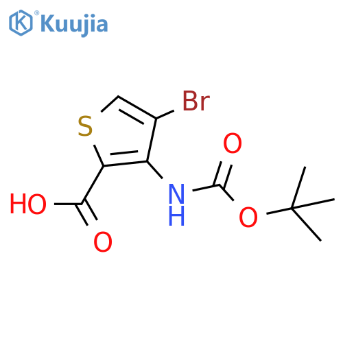 4-bromo-3-{(tert-butoxy)carbonylamino}thiophene-2-carboxylic acid structure