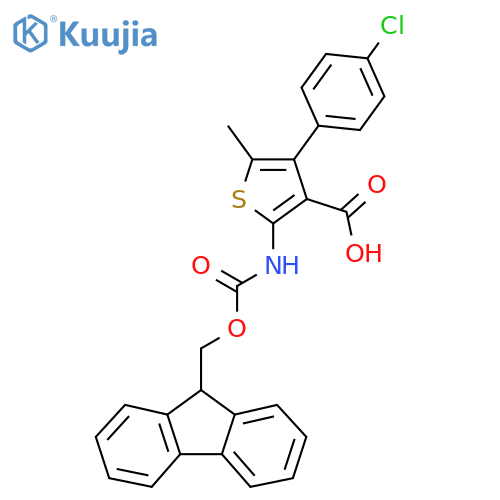 4-(4-chlorophenyl)-2-({(9H-fluoren-9-yl)methoxycarbonyl}amino)-5-methylthiophene-3-carboxylic acid structure