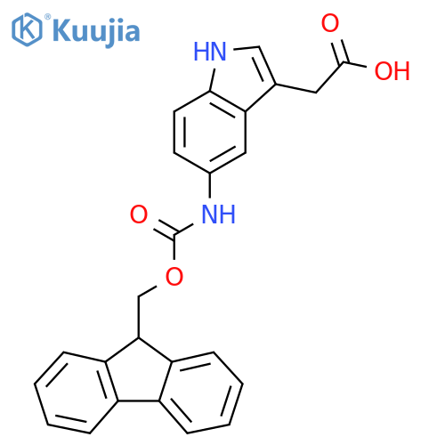 2-5-({(9H-fluoren-9-yl)methoxycarbonyl}amino)-1H-indol-3-ylacetic acid structure