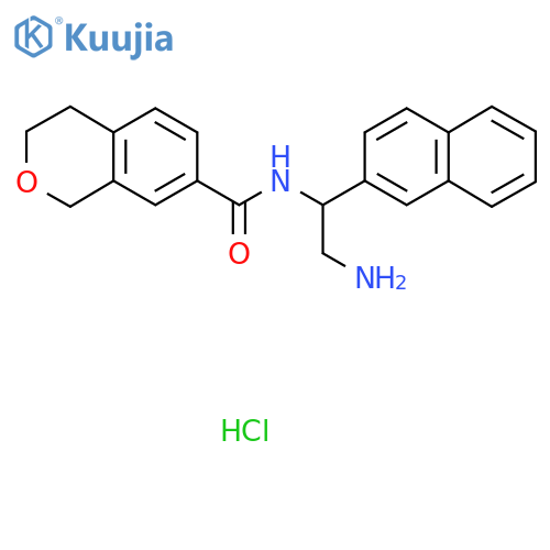N-2-amino-1-(naphthalen-2-yl)ethyl-3,4-dihydro-1H-2-benzopyran-7-carboxamide hydrochloride structure