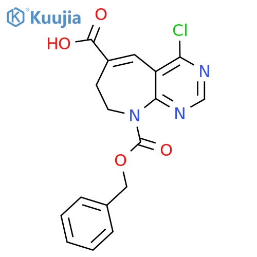 9-(benzyloxy)carbonyl-4-chloro-7H,8H,9H-pyrimido4,5-bazepine-6-carboxylic acid structure