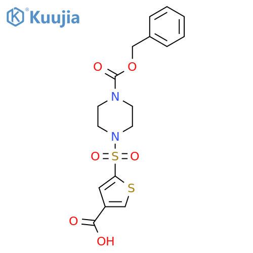 5-({4-(benzyloxy)carbonylpiperazin-1-yl}sulfonyl)thiophene-3-carboxylic acid structure