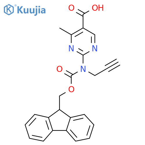 2-({(9H-fluoren-9-yl)methoxycarbonyl}(prop-2-yn-1-yl)amino)-4-methylpyrimidine-5-carboxylic acid structure