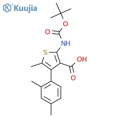 2-{(tert-butoxy)carbonylamino}-4-(2,4-dimethylphenyl)-5-methylthiophene-3-carboxylic acid structure