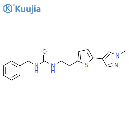 1-benzyl-3-{2-5-(1-methyl-1H-pyrazol-4-yl)thiophen-2-ylethyl}urea structure