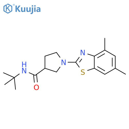 N-tert-butyl-1-(4,6-dimethyl-1,3-benzothiazol-2-yl)pyrrolidine-3-carboxamide structure