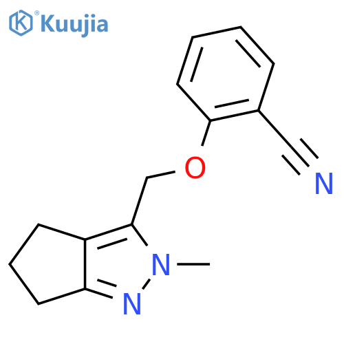 2-({2-methyl-2H,4H,5H,6H-cyclopenta[c]pyrazol-3-yl}methoxy)benzonitrile structure