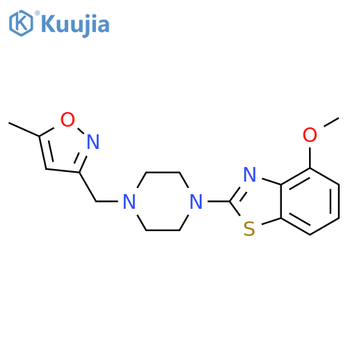 4-methoxy-2-{4-[(5-methyl-1,2-oxazol-3-yl)methyl]piperazin-1-yl}-1,3-benzothiazole structure