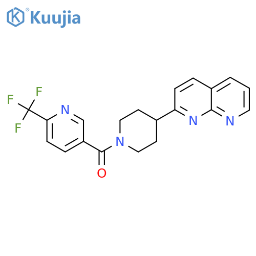 2-{1-[6-(Trifluoromethyl)pyridine-3-carbonyl]piperidin-4-yl}-1,8-naphthyridine structure