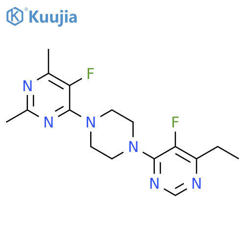 4-[4-(6-ethyl-5-fluoropyrimidin-4-yl)piperazin-1-yl]-5-fluoro-2,6-dimethylpyrimidine structure