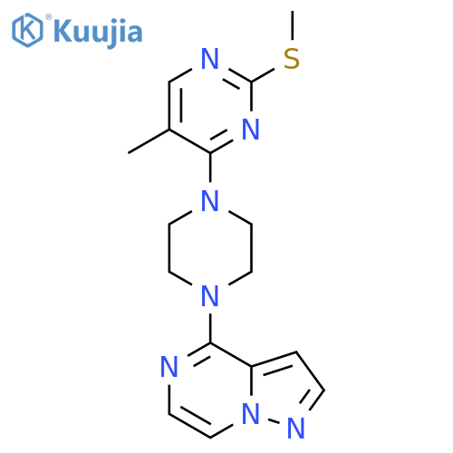 5-Methyl-2-(methylsulfanyl)-4-(4-{pyrazolo[1,5-a]pyrazin-4-yl}piperazin-1-yl)pyrimidine structure
