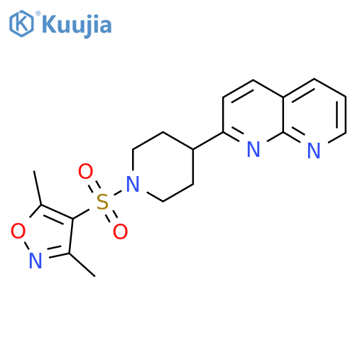2-{1-[(3,5-Dimethyl-1,2-oxazol-4-yl)sulfonyl]piperidin-4-yl}-1,8-naphthyridine structure