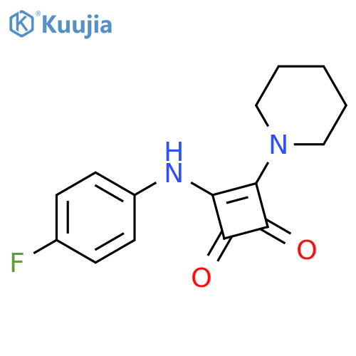 3-[(4-fluorophenyl)amino]-4-(piperidin-1-yl)cyclobut-3-ene-1,2-dione structure